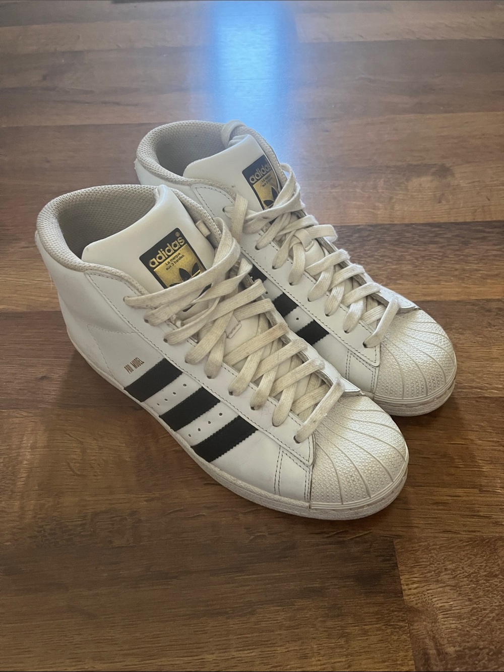 Adidas Pro Model Sneakers White High Top Size Mens Size 6.5 Women’s Size 8